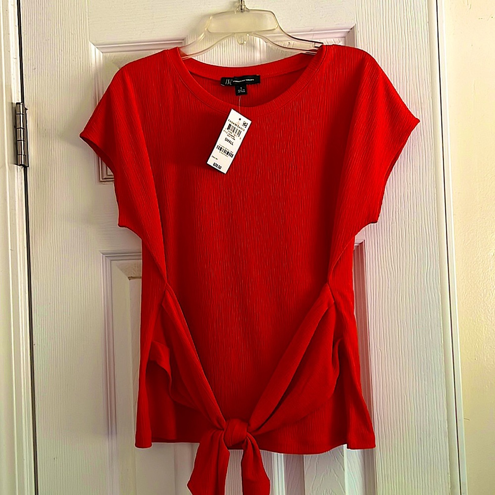I.N.C International concepts Tie Front Top Orange Size Small